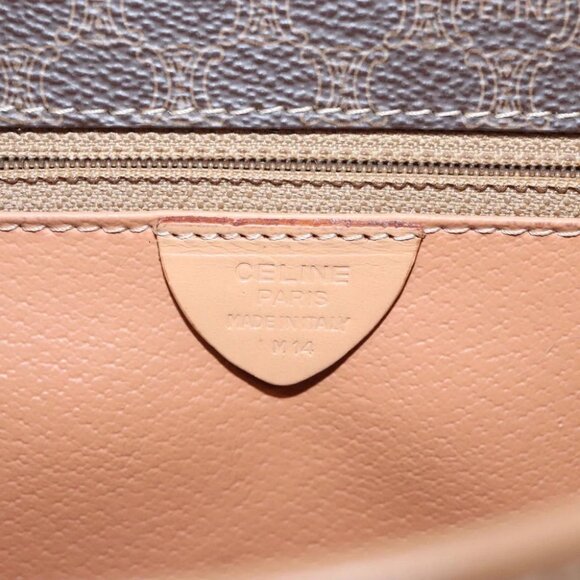 CELINE Macadam Canvas Circle Shoulder Bag PVC Leather Brown Gold - Picture 15 of 16